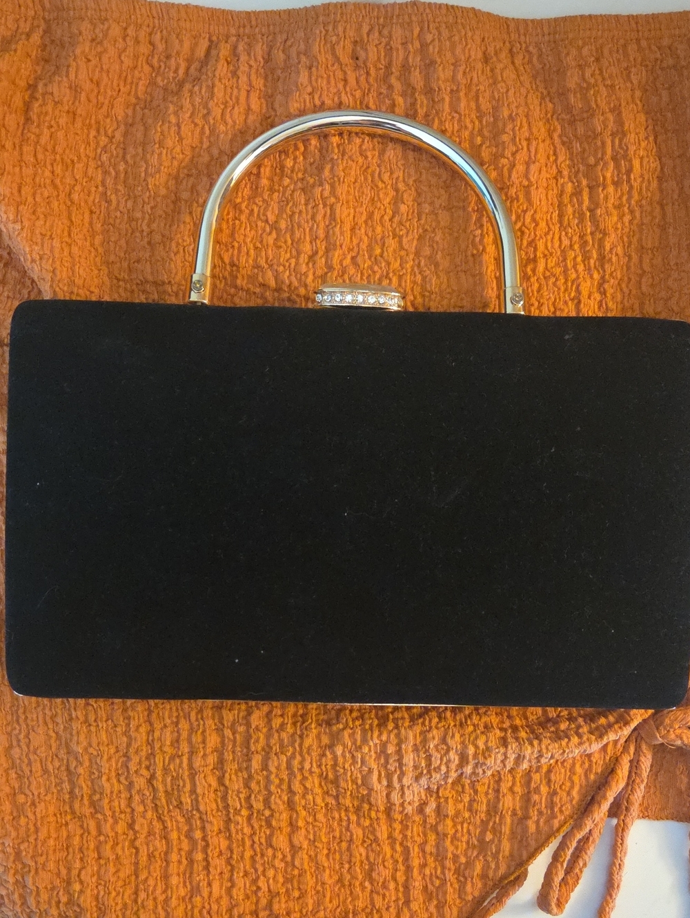 House of Harlow 1960 Elegant Black Velvet Top-Handle Evening Bag